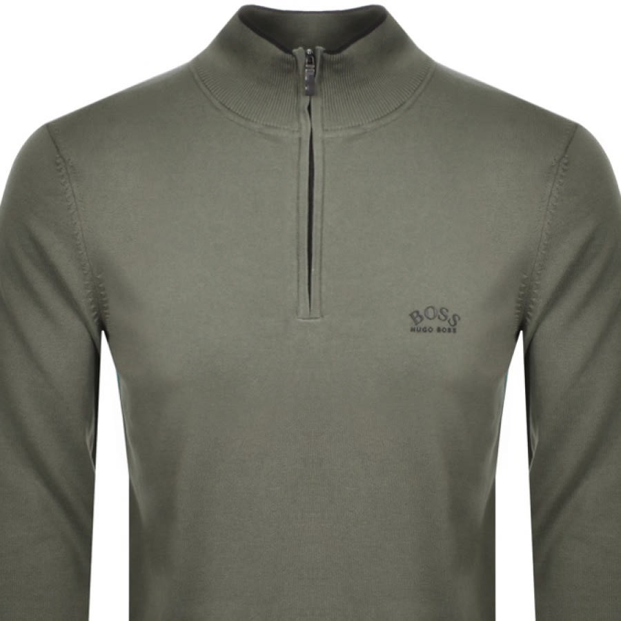 Alternative Image for ProductBOSS Ziston Half Zip Knitted Jumper Green2